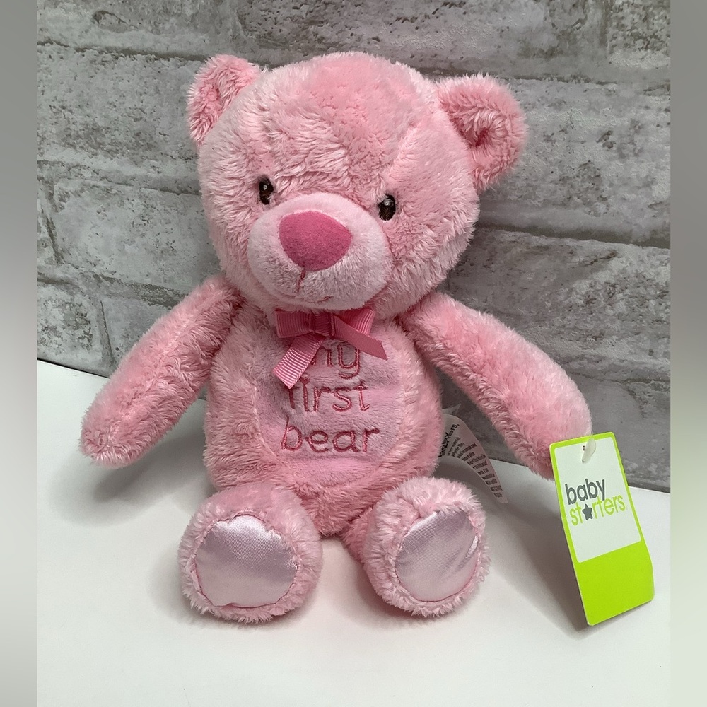 Baby Starters Plush Pink My First Bear Stuffed Animal Teddy Girl Lovey NWT 10”